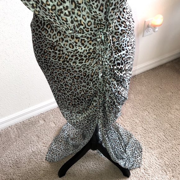 EYWASOULS GREEN 100% ‘CHIFFON’ LEOPARD PRINT - Picture 3 of 16